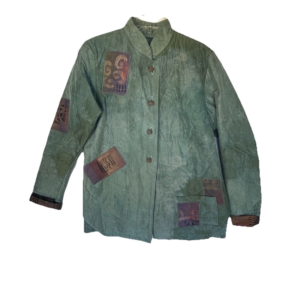 Jill Stern Women's Jacket Wearable Art Ball Buttons Front Pockets Size Medium